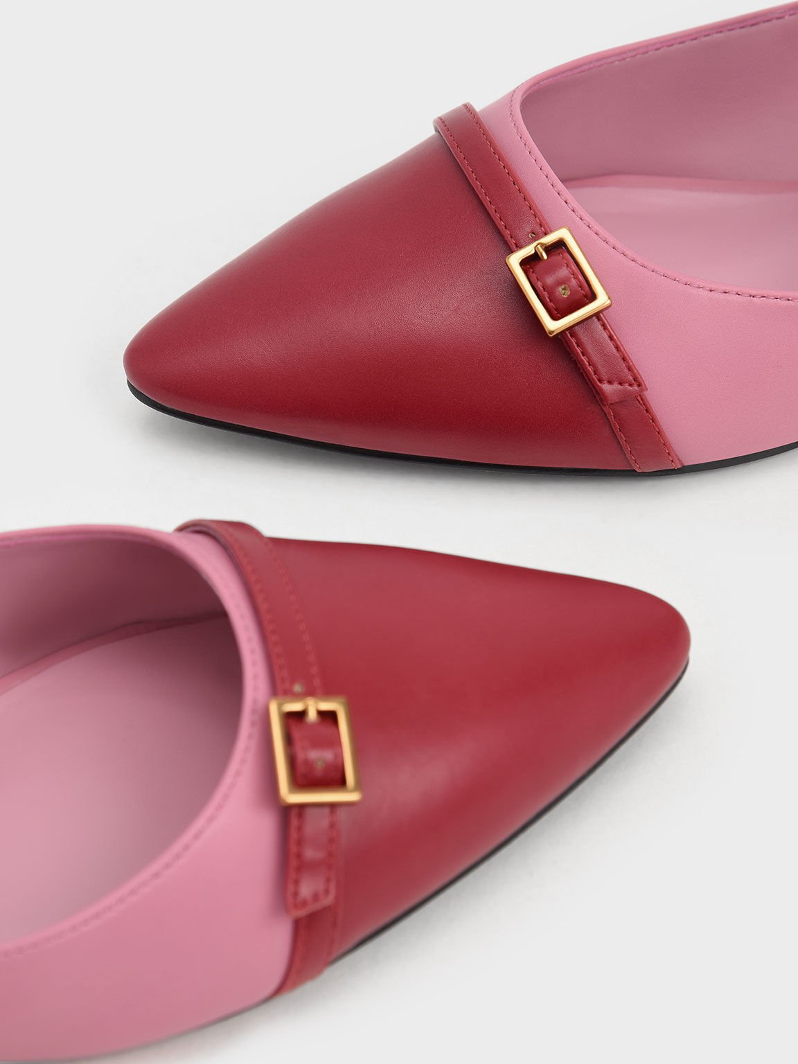 Lunar New Year Collection: Hadley Double Buckle Flat Mules, Pink, hi-res