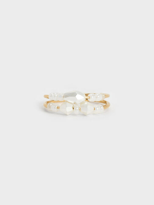 Luxem Beaded Two-Ring Set, Pearl, hi-res