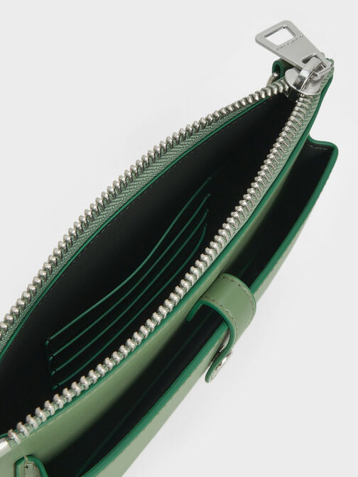 Rebel Top-Zip Long Wallet, Green, hi-res