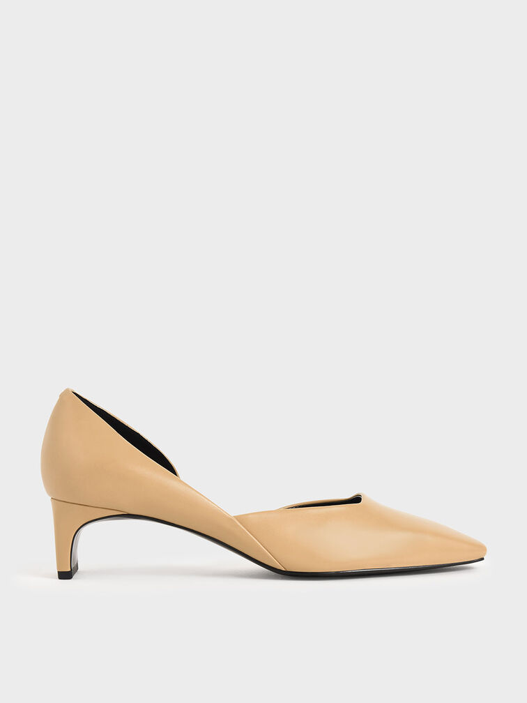 Square Toe D'Orsay Court Shoes, Beige, hi-res