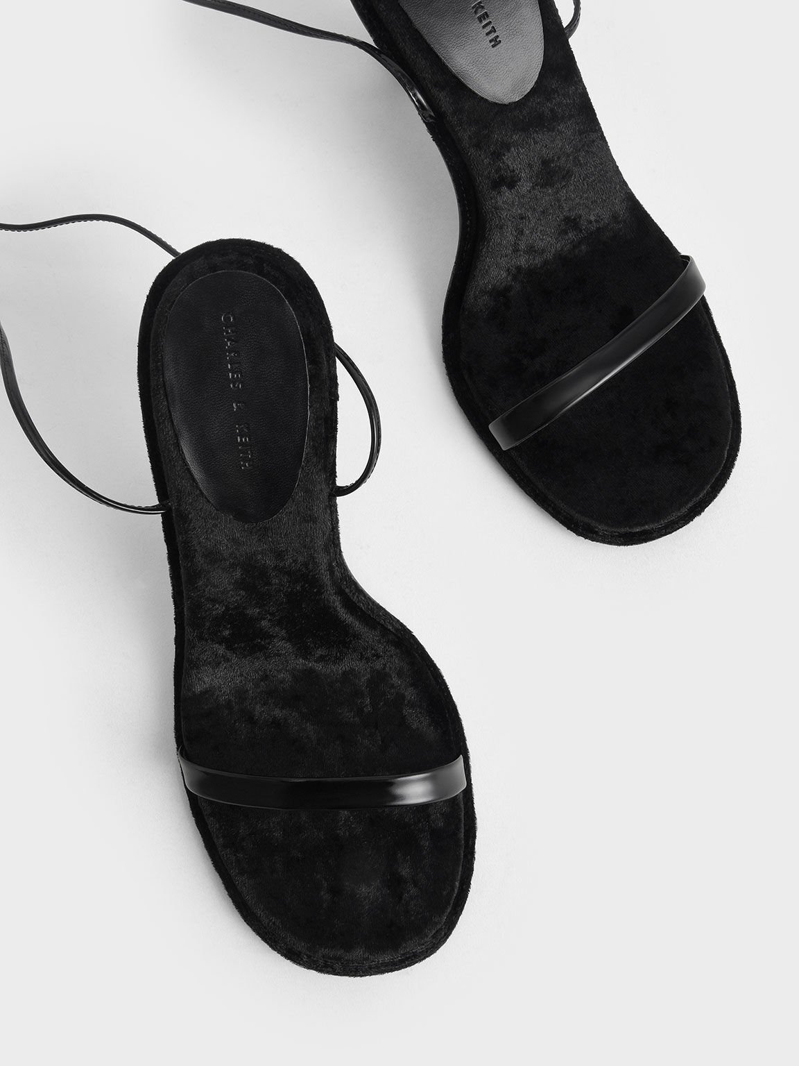 Kiera Metallic Tie-Around Stiletto Sandals, Black, hi-res