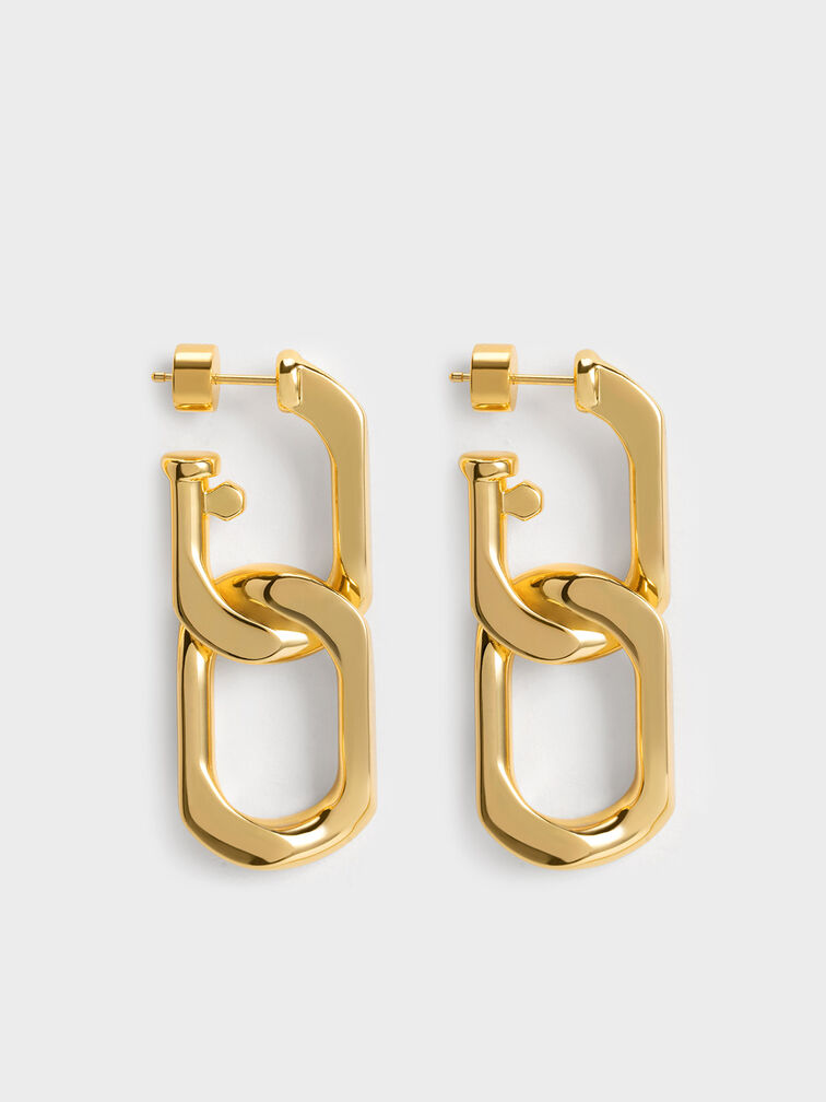 Gabine Chain-Link Drop Earrings, Gold, hi-res