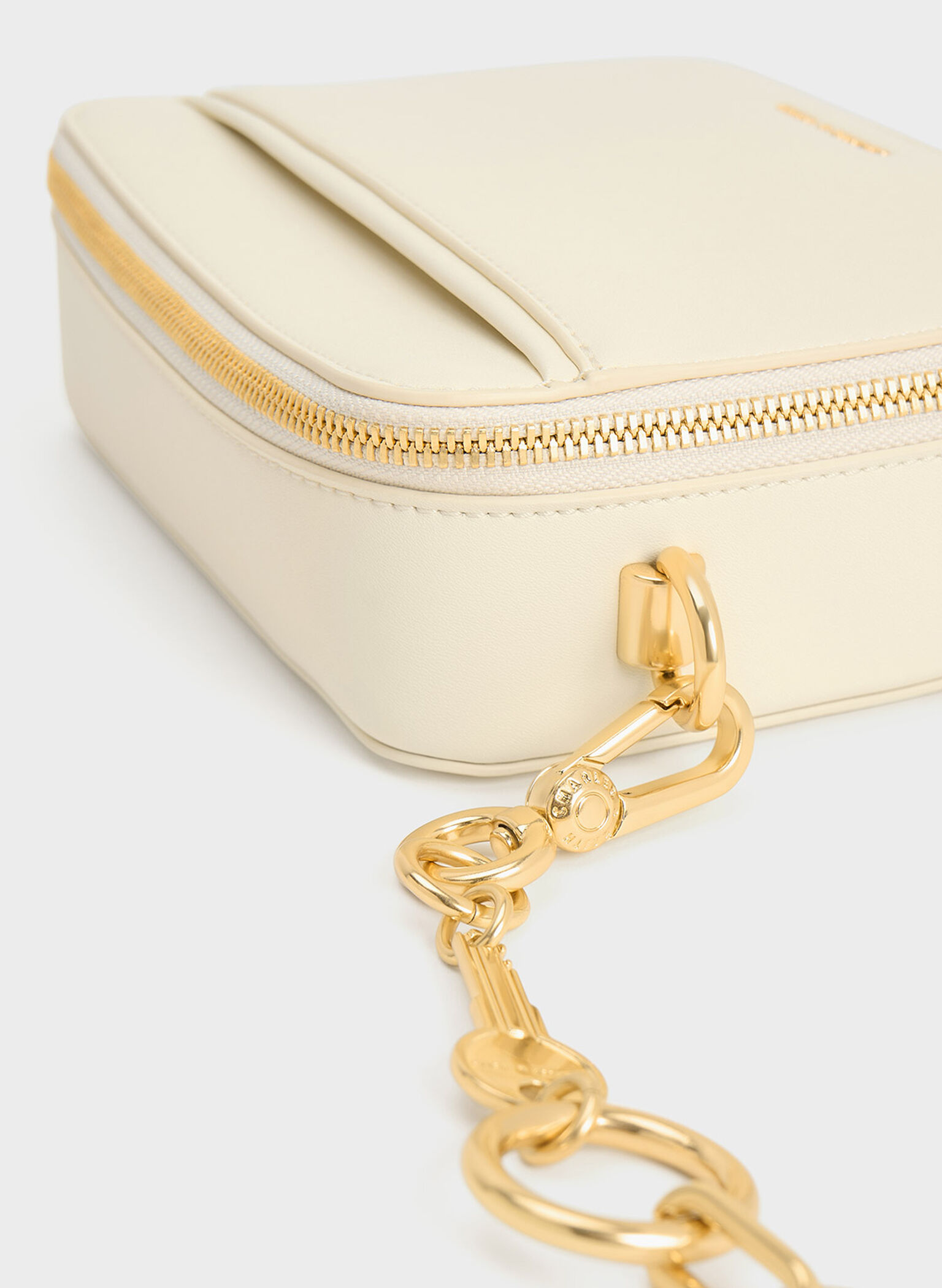 Lock & Key Chain Handle Bag, Cream, hi-res