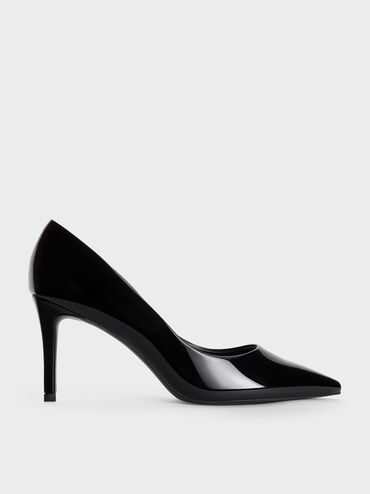 Emmy Patent Pointed-Toe Stiletto Pumps, Black Patent, hi-res