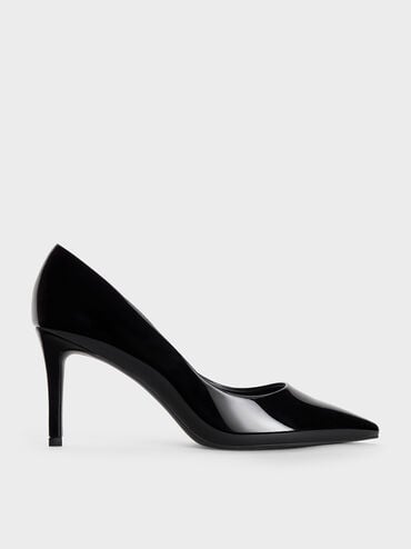 Emmy Patent Pointed-Toe Stiletto Pumps, Black Patent, hi-res
