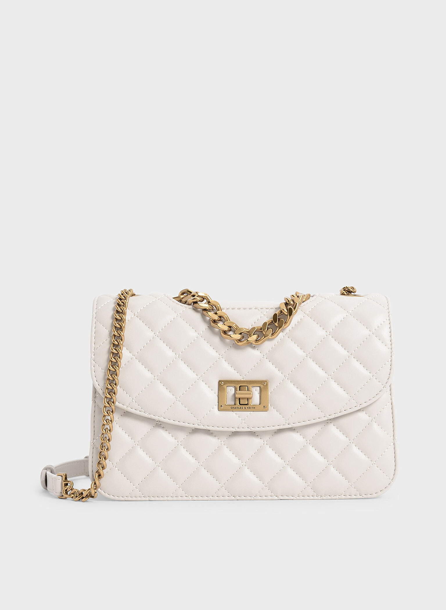 Quilted Chain Bag, Ivory, hi-res