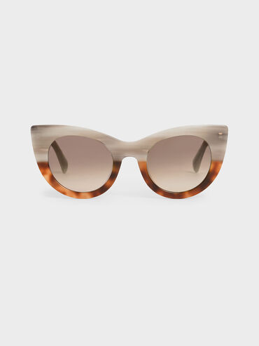 Tortoiseshell Thick Frame Cat-Eye Sunglasses, T. Shell, hi-res