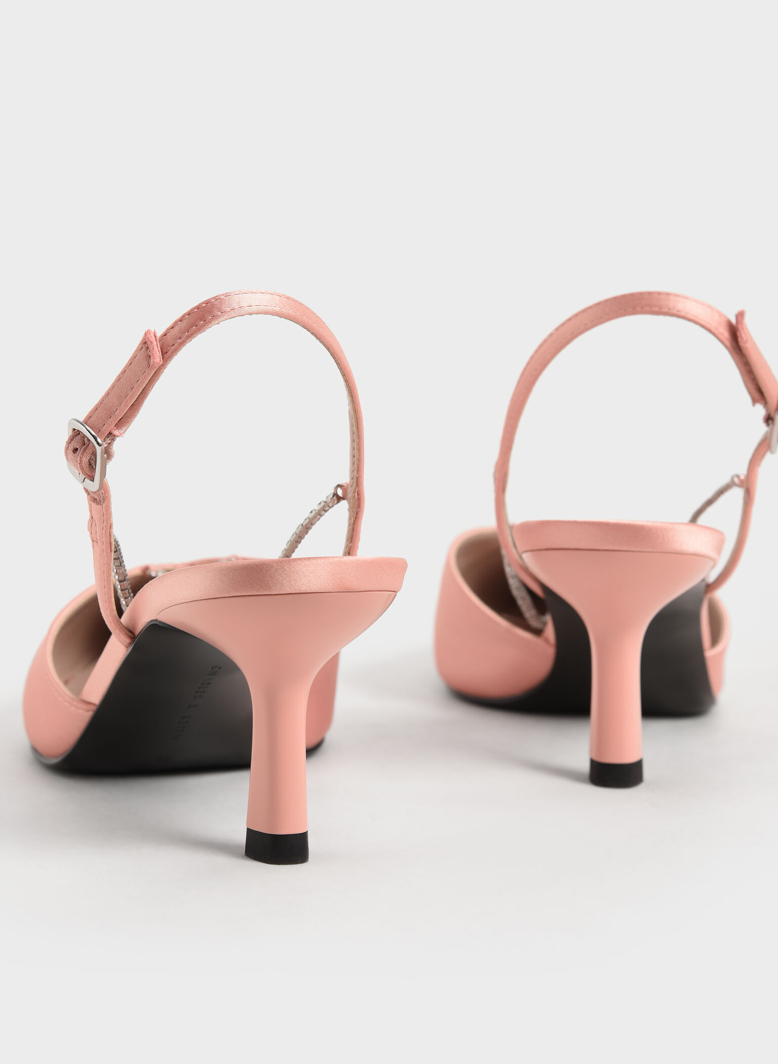 Recycled Polyester Gem-Strap Slingback Pumps, Blush, hi-res