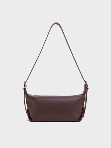 Zora Buckle-Strap Slouchy Shoulder Bag, Plum, hi-res