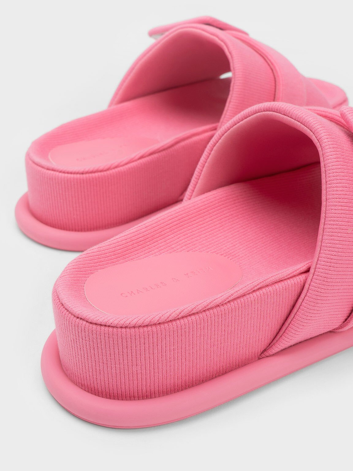 Pink Sinead Woven Buckled Slide Sandals CHARLES KEITH UK