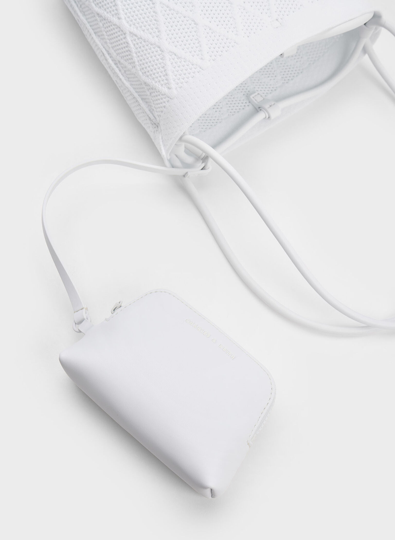 Genoa Knitted Drawstring Bag, White, hi-res