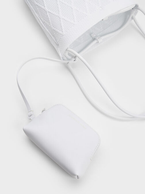 Genoa Knitted Drawstring Bag, White, hi-res