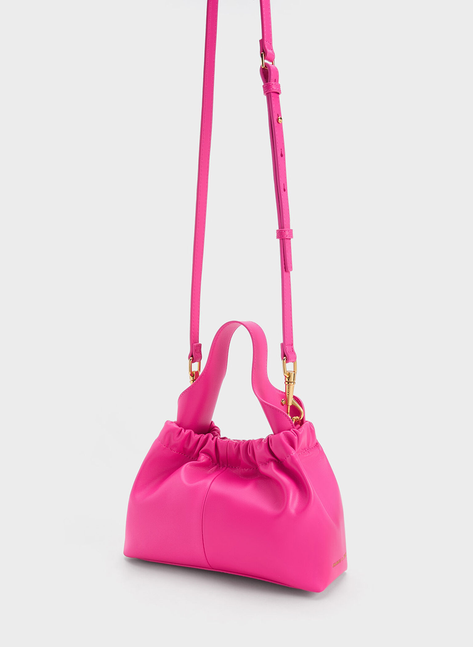 Ally Ruched Slouchy Bag, Fuchsia, hi-res