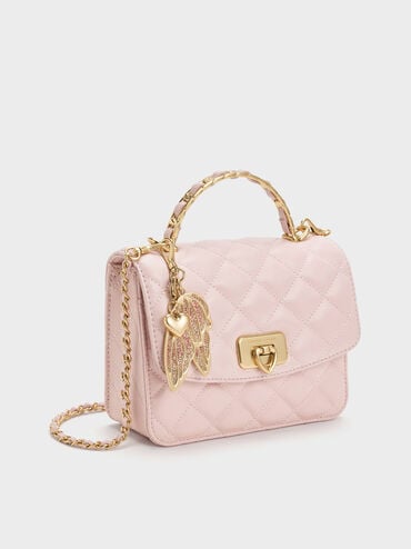 Gift Set: Cressida Quilted Top Handle Bag With Bag Charms, Cotton Candy Pink, hi-res