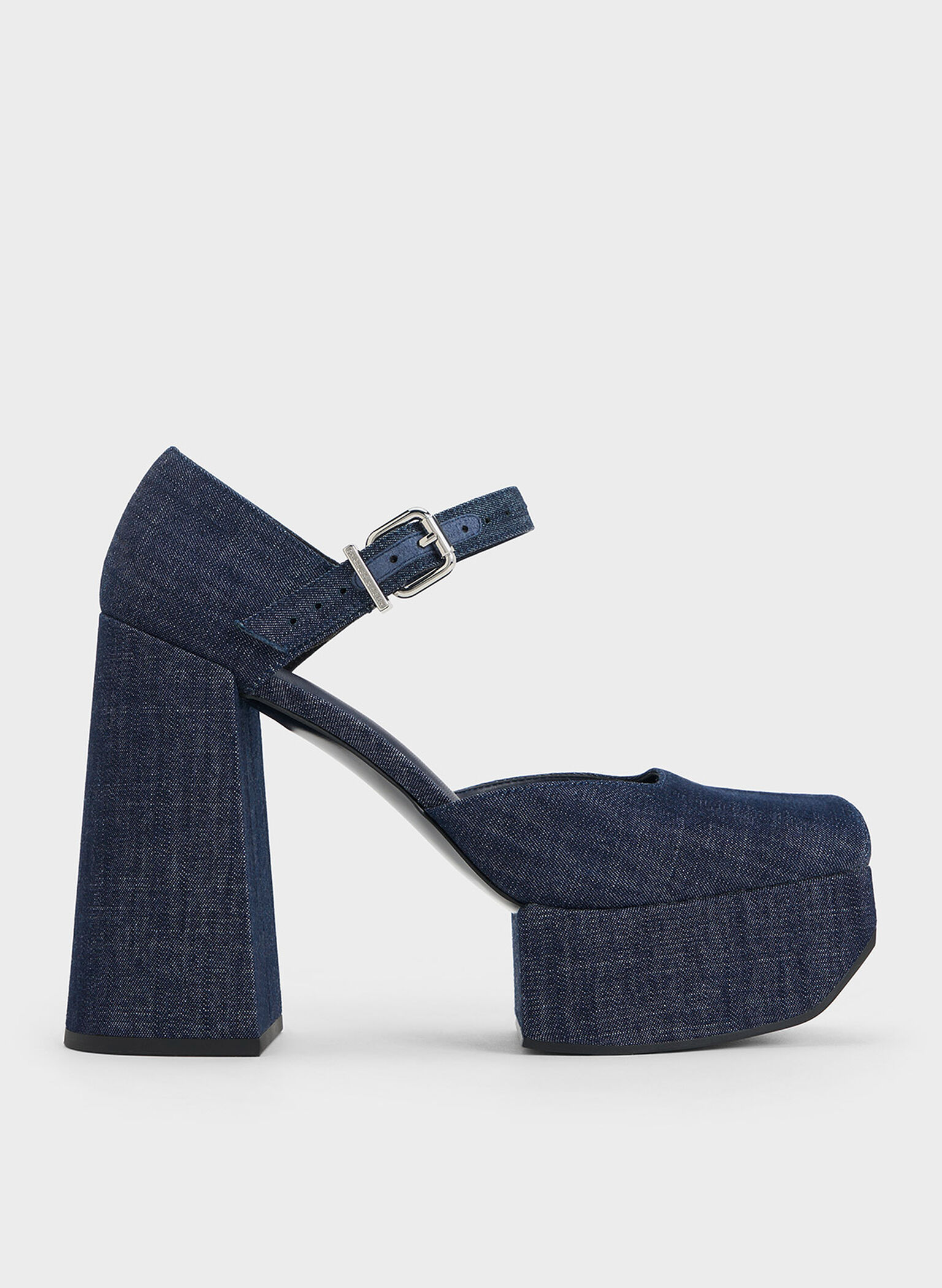 Shayla Denim D'Orsay Platform Pumps, Dark Blue, hi-res