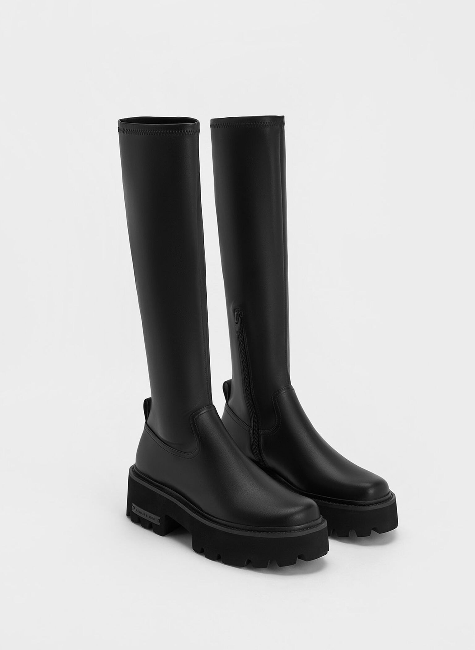 Imogen Chunky Platform Knee-High Boots, Black, hi-res