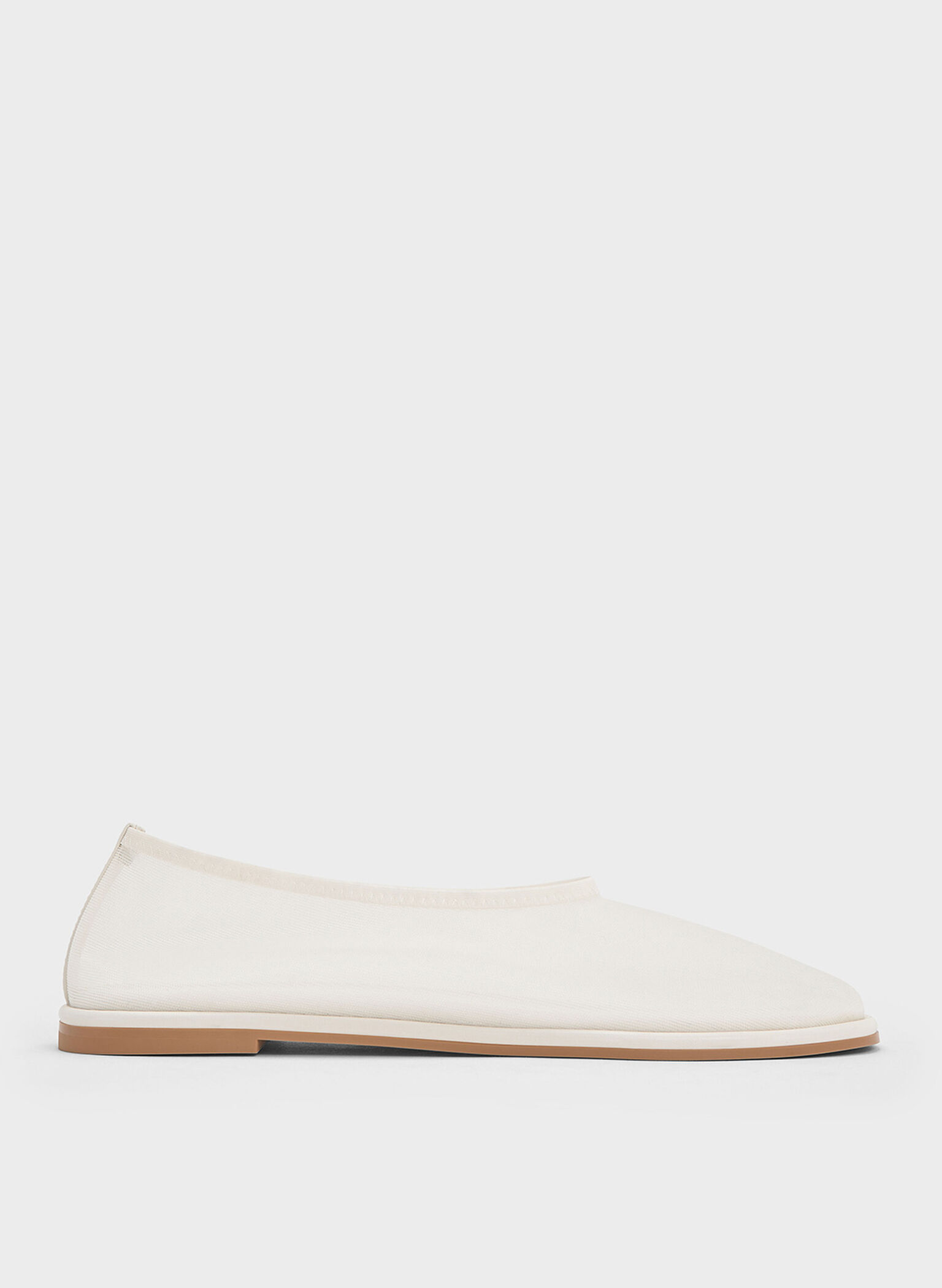 Mesh Ballet Flats, White, hi-res