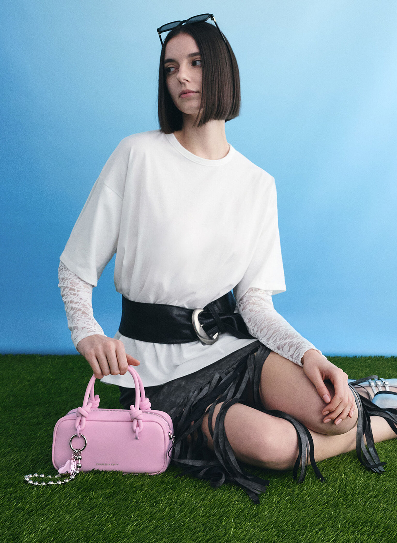 Sammie Knotted-Handle Elongated Bag, Bubble Gum Pink, hi-res