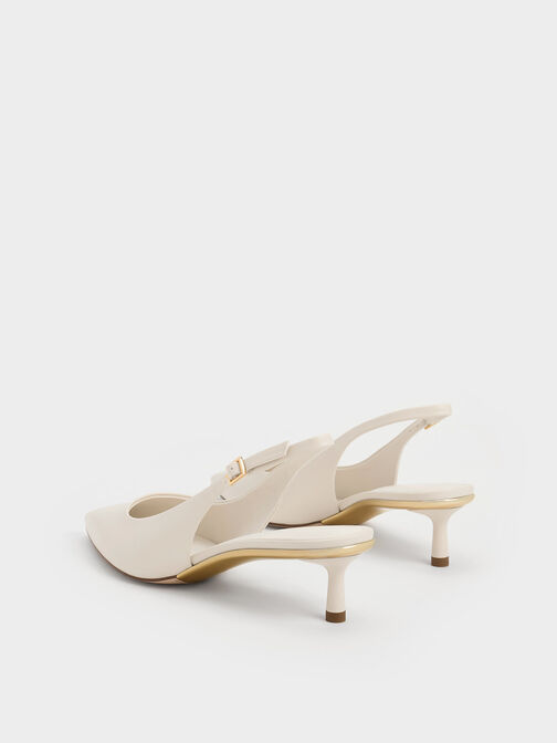 Curtis Pointed-Toe Kitten-Heel Slingback Pumps, Chalk, hi-res
