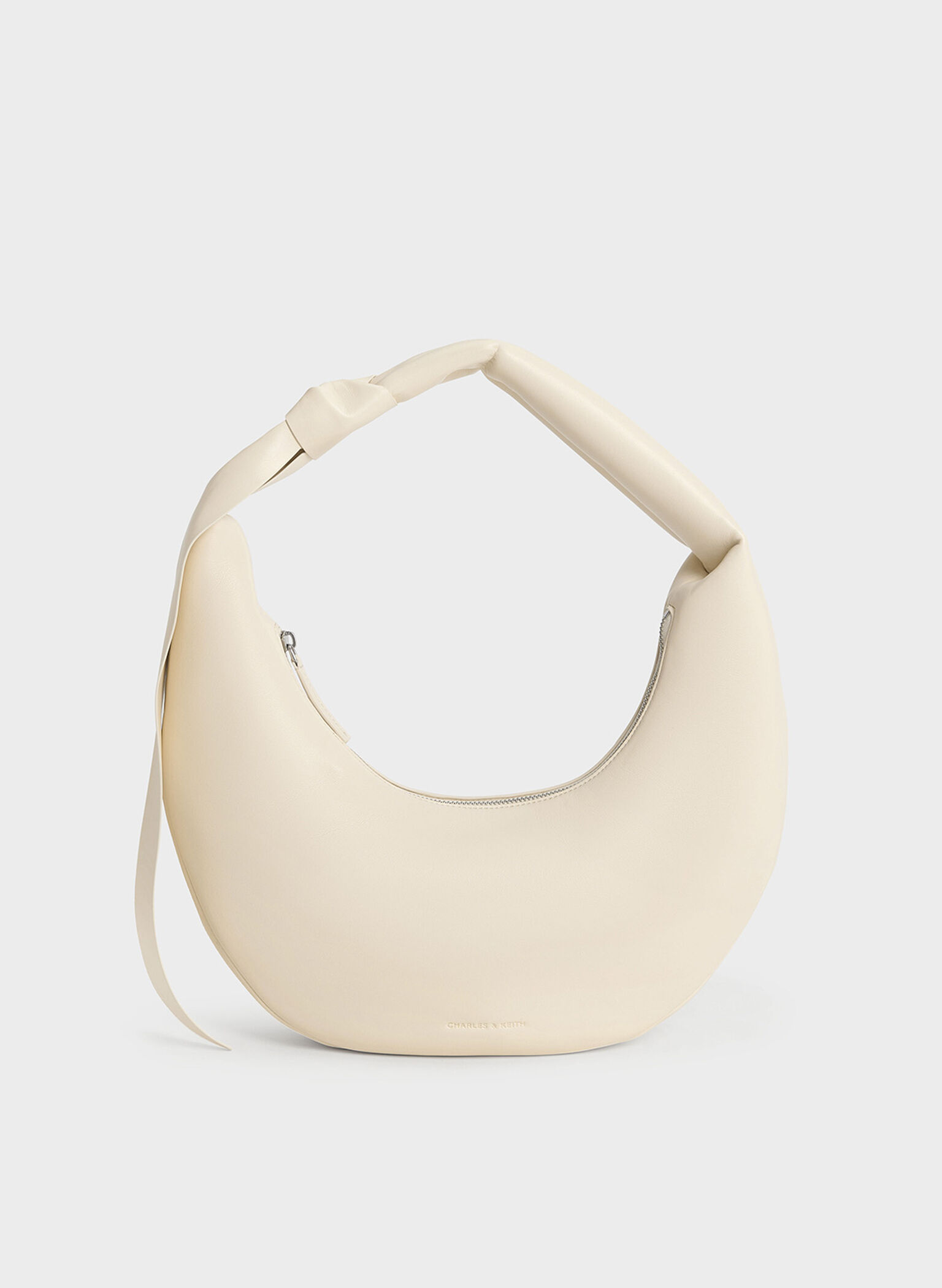 Mini Toni Knotted Crescent Hobo Bag, Chalk, hi-res