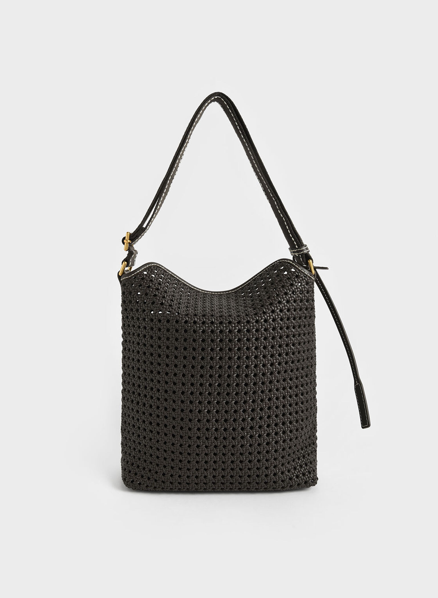 Cecily Woven Large Shoulder Bag, Dark Moss, hi-res
