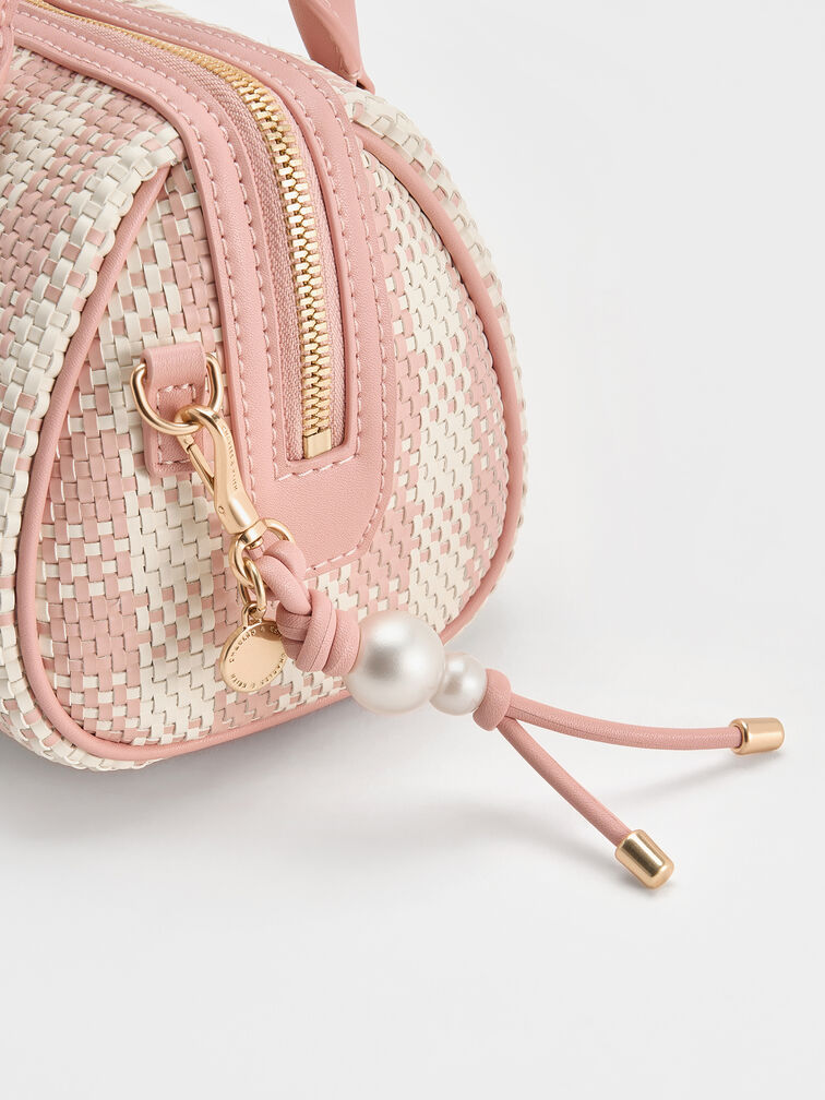 Everleigh Checkered Bowling Bag, Light Pink, hi-res