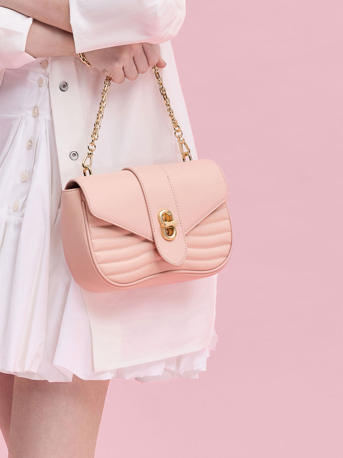 Charles and keith light pink bag best sale