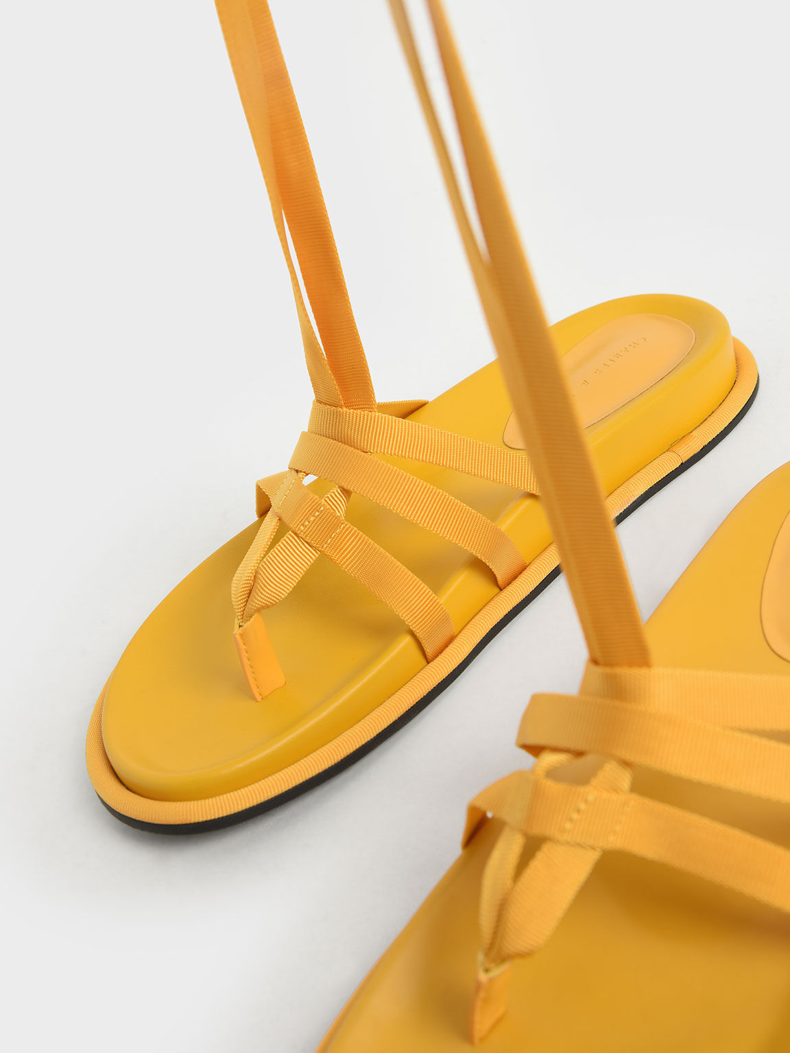 Grosgrain Tie-Around Thong Sandals, Yellow, hi-res