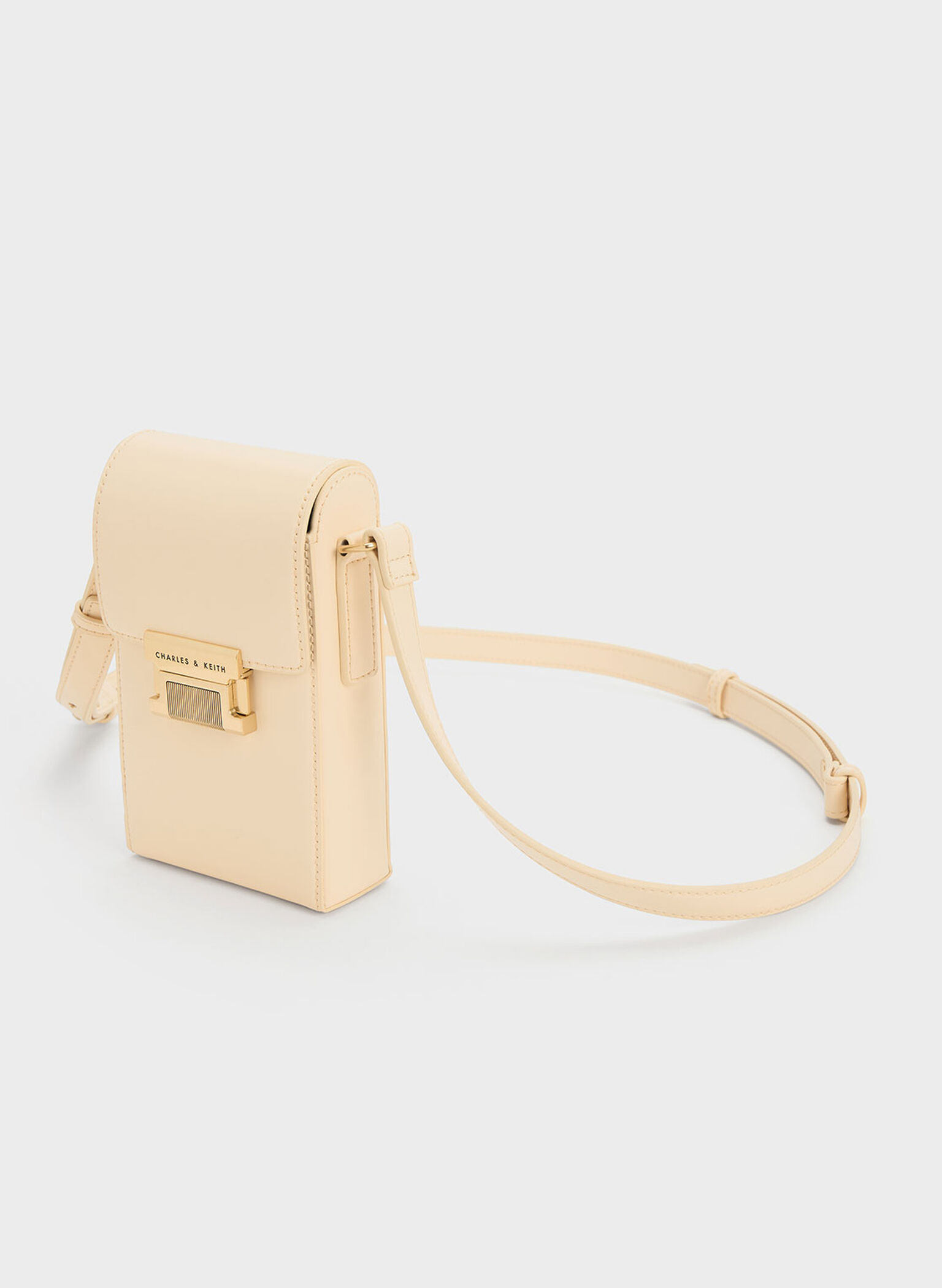 Freida Metallic Accent Elongated Pouch, Beige, hi-res