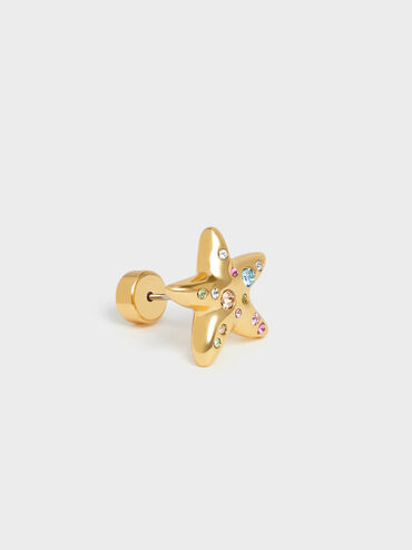 Orinda Crystal Starfish Stud Earrings, Gold, hi-res