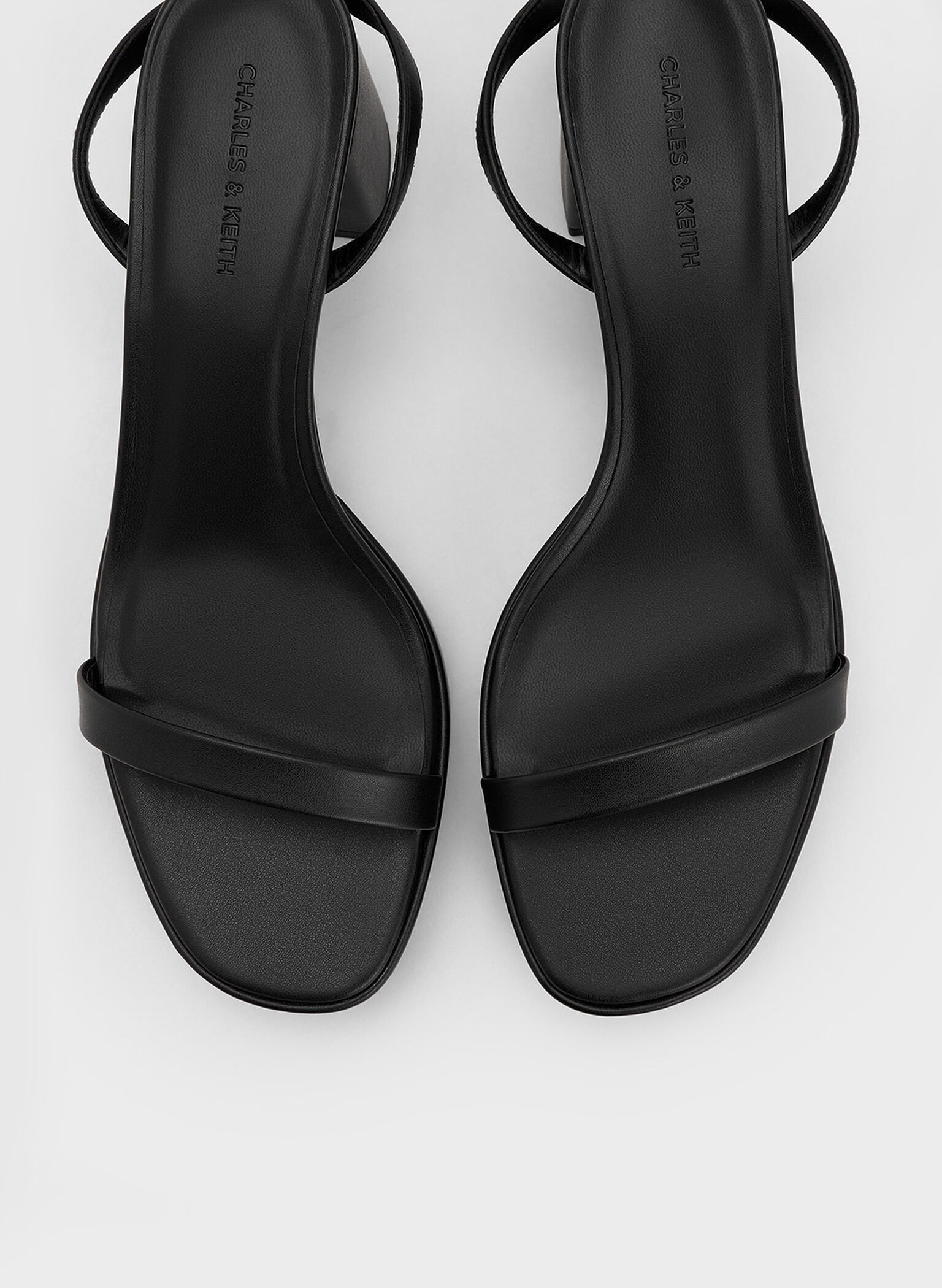 Thin-Strap Block Heel Sandals, Black, hi-res