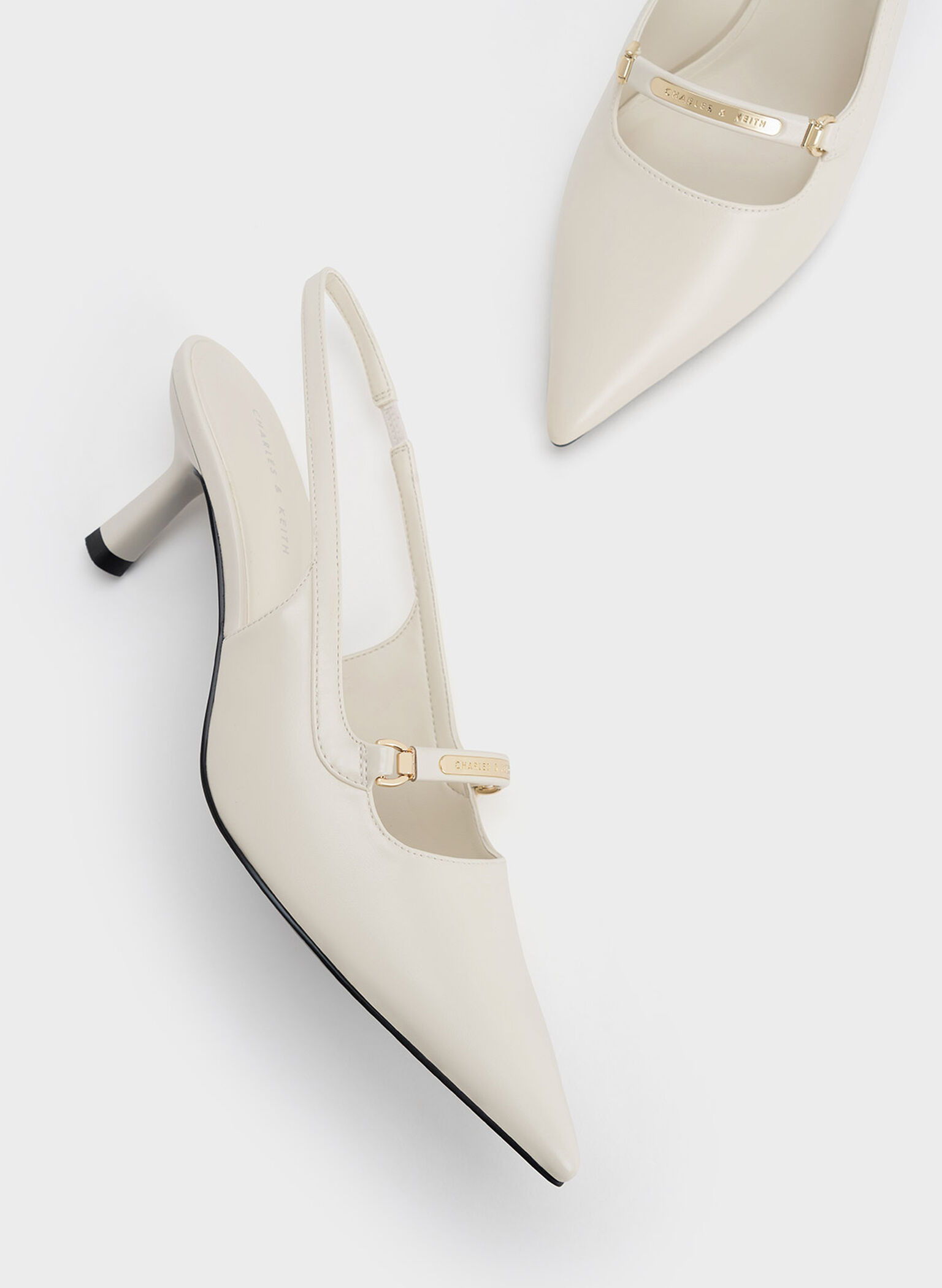 Metallic Accent Slingback Pumps, Cream, hi-res