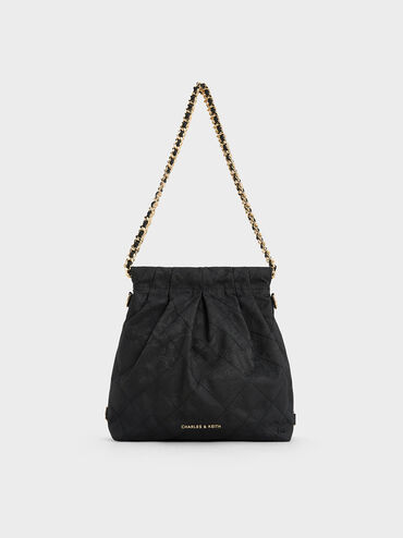 Duo Jacquard Chain-Handle Two-Way Backpack, Black, hi-res