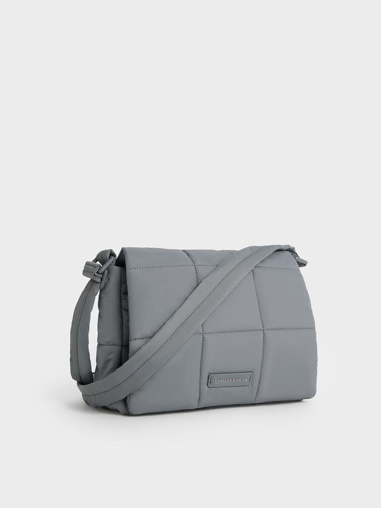 Mini Errya Nylon Quilted Puffy Crossbody Bag, Grey, hi-res