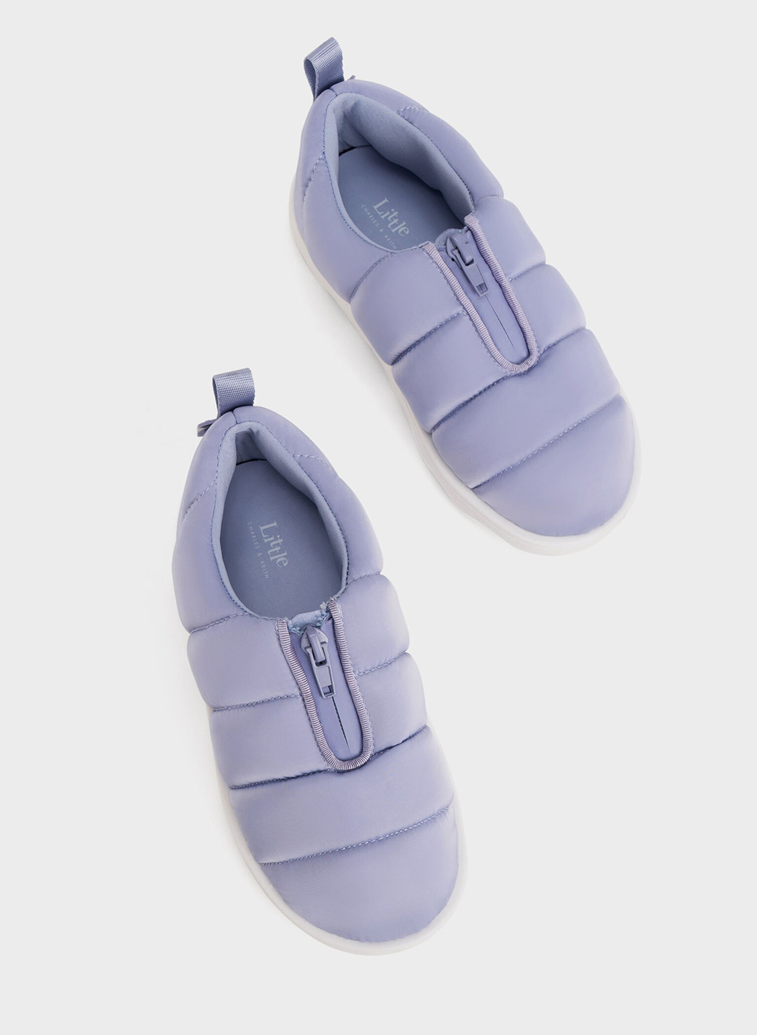 Girls' Puffy Nylon Panelled Loafers, Lilac, hi-res