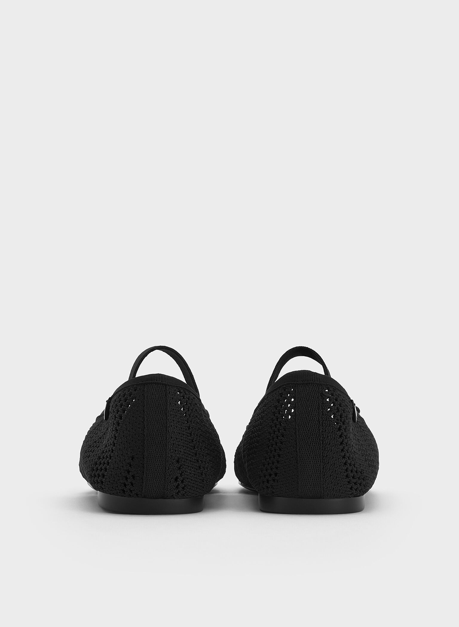 Knitted Pearl-Accent Bow Ballet Flats, Black Textured, hi-res