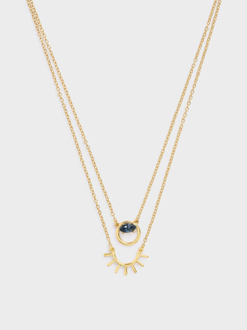 Swarovski® Crystal Pendant Princess Necklace, Gold, hi-res