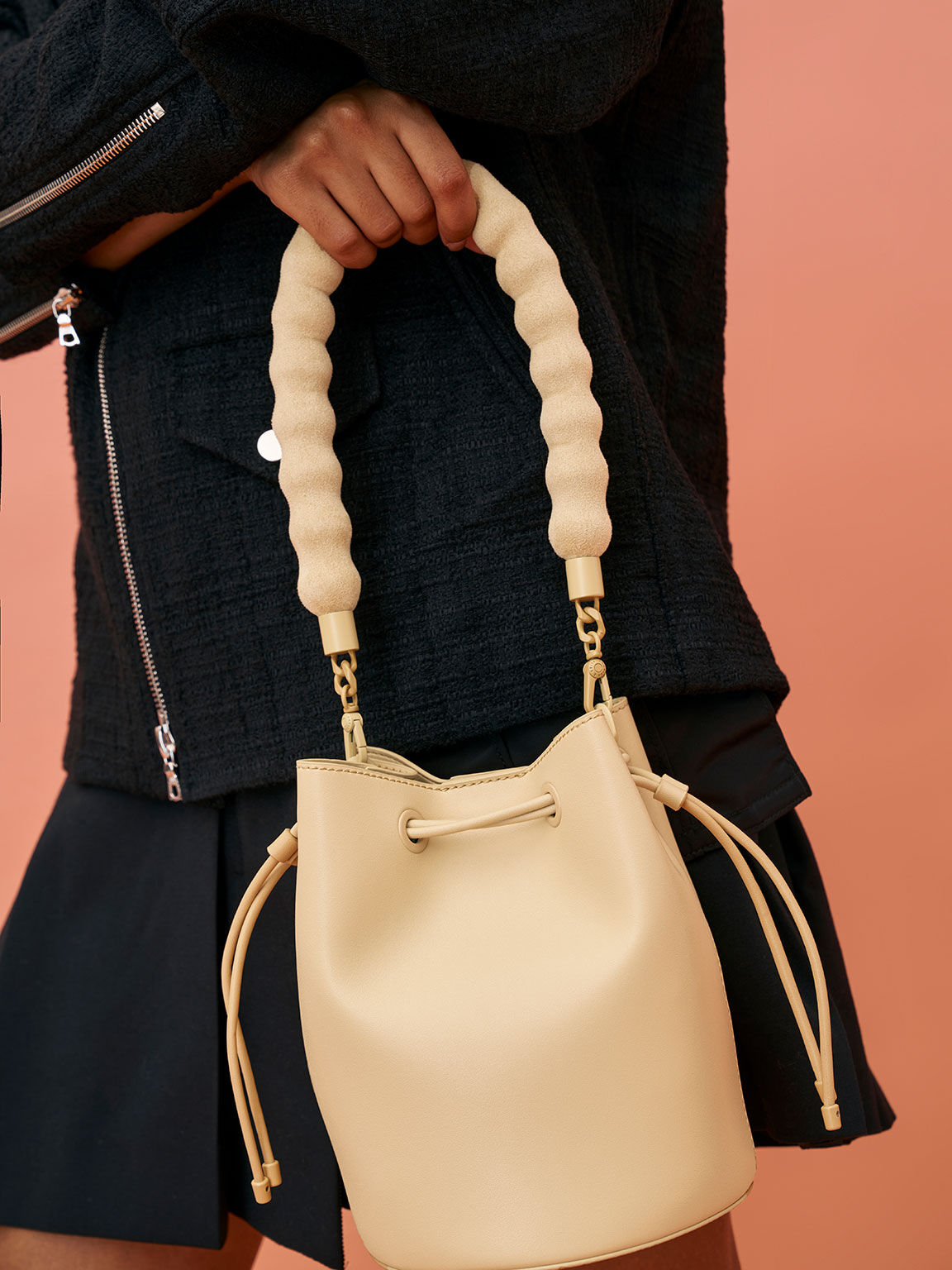 Beige bucket bag online