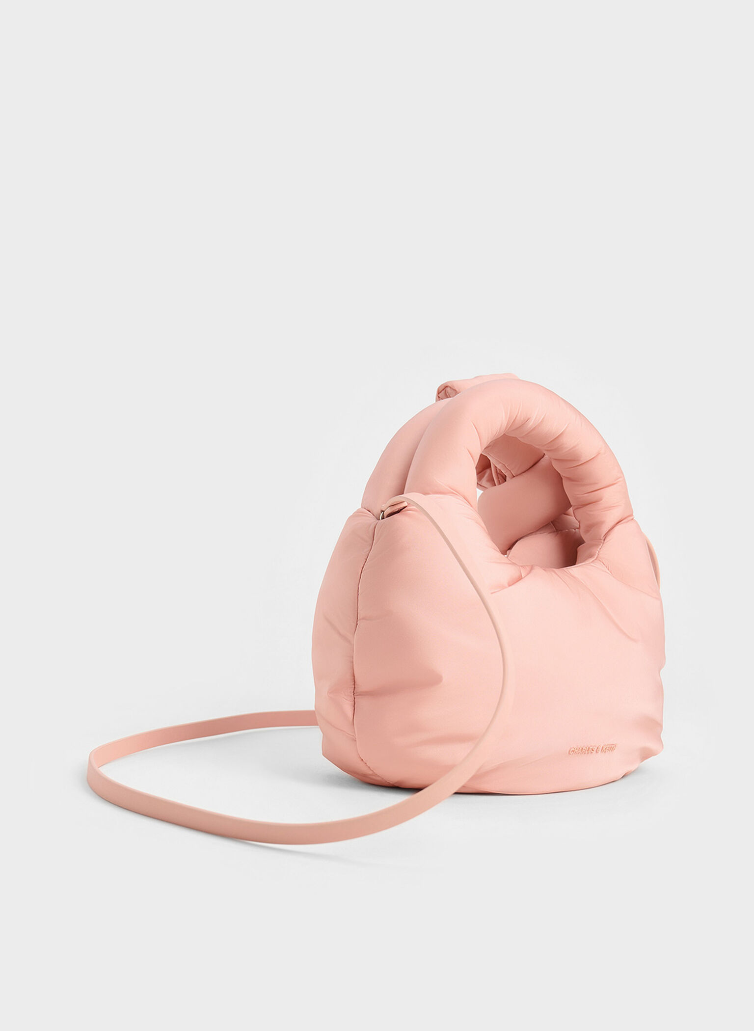 Delilah Nylon Bow Puffy Bag, Pink, hi-res