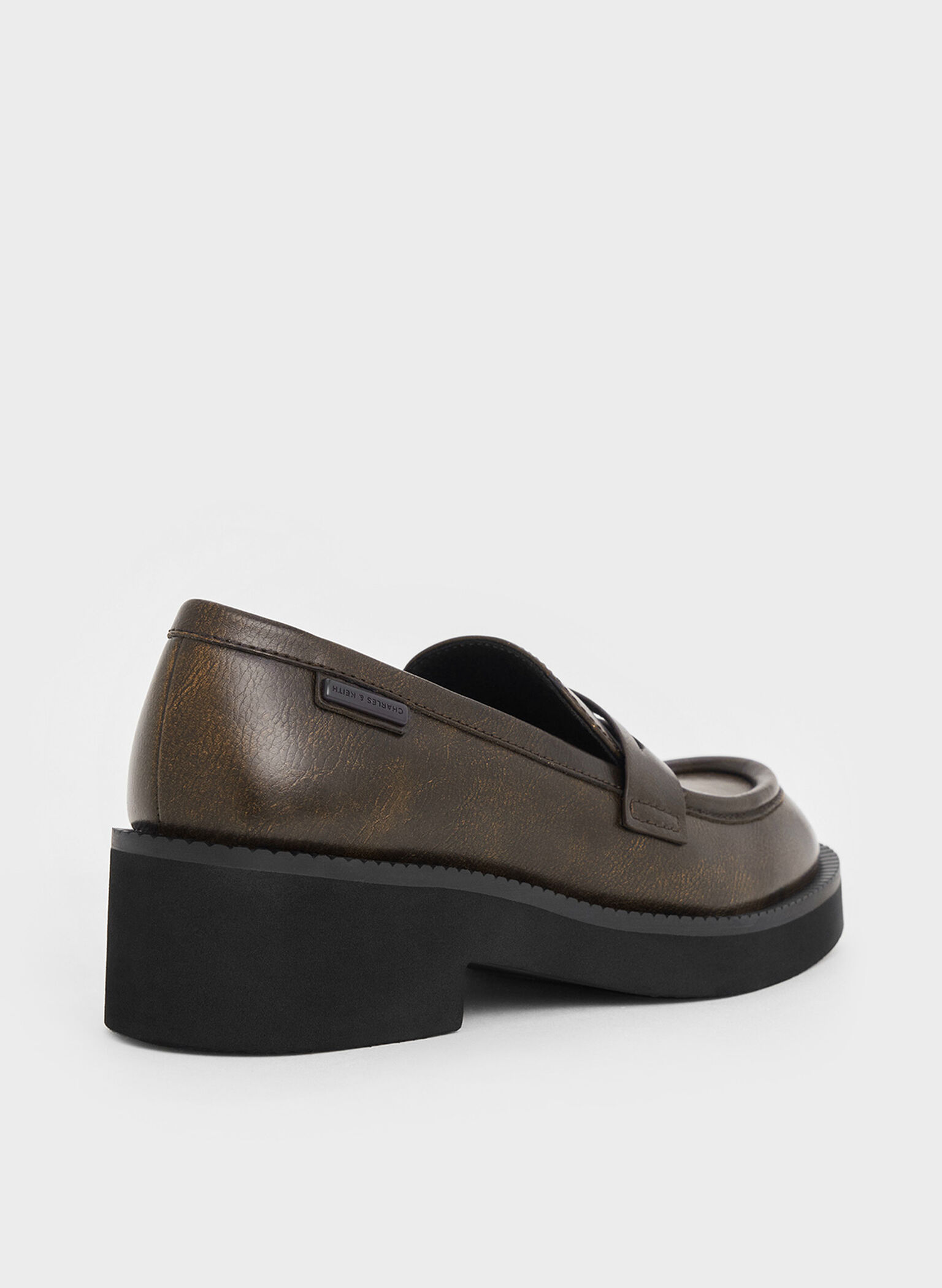 Chunky-Sole Penny Loafers, Dark Brown, hi-res