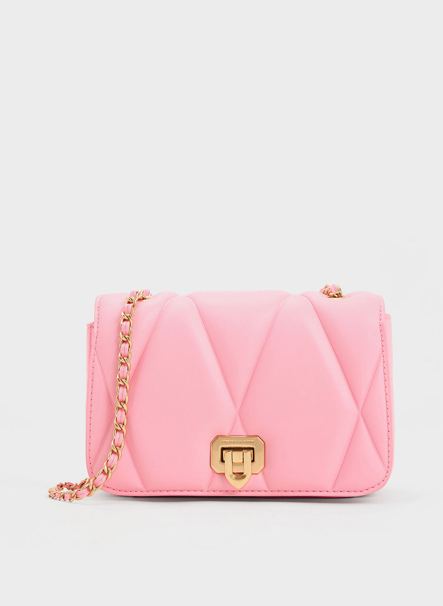Arwen Quilted Shoulder Bag, Pink, hi-res