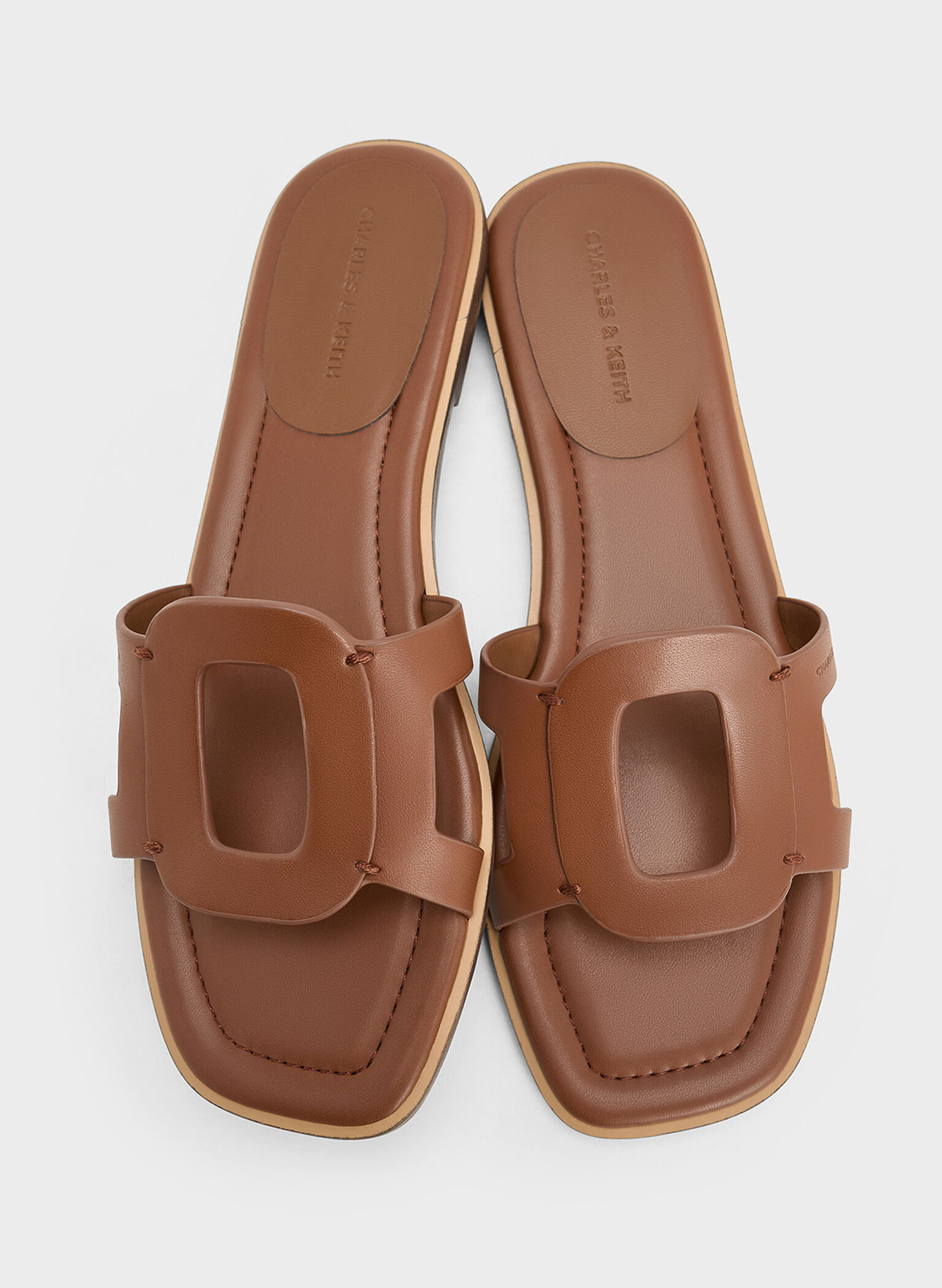 Easley Cut-Out Slide Sandals, Caramel, hi-res