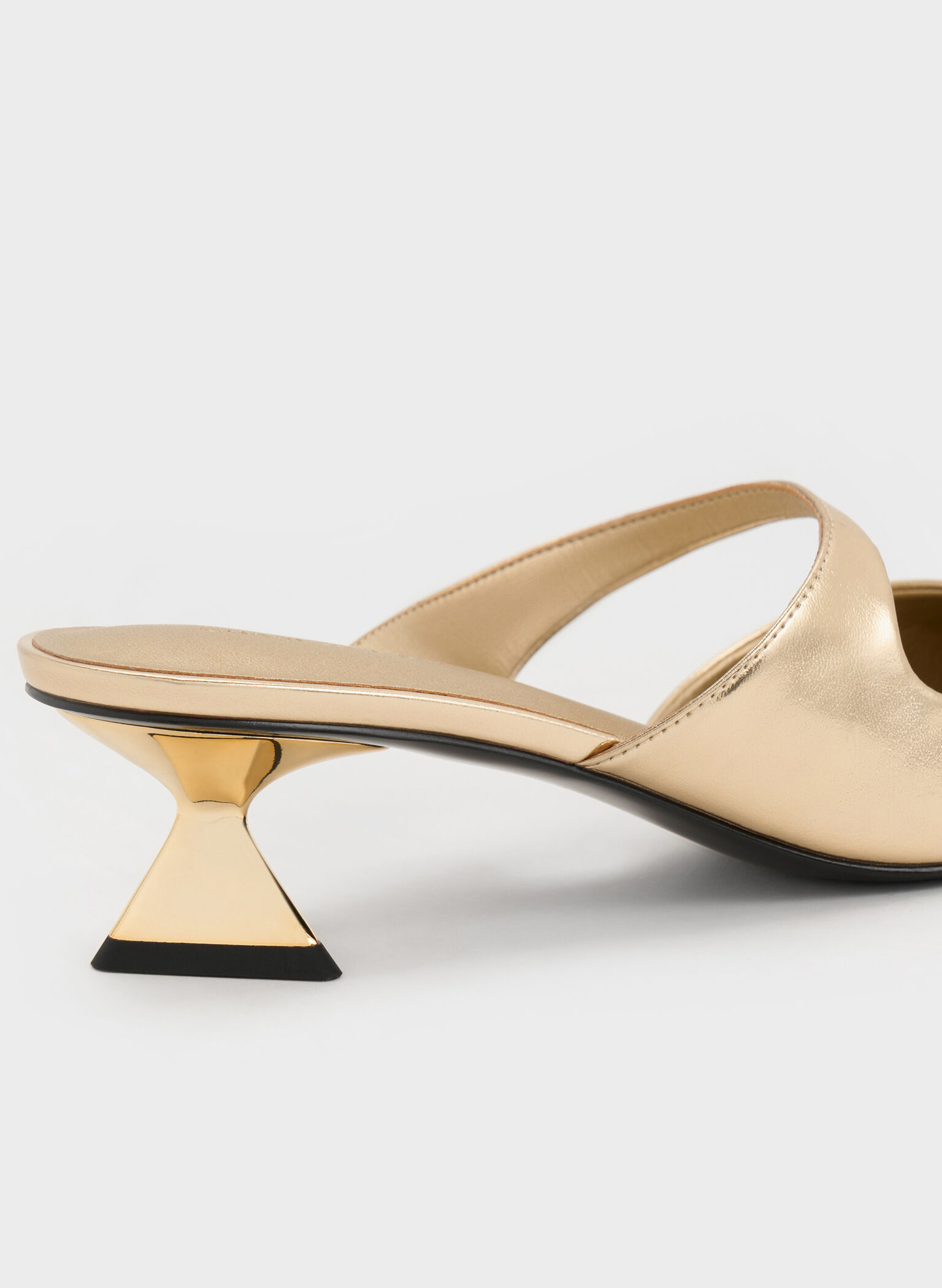 Vada Metallic Asymmetric Sculptural Heel Pumps, Light Gold, hi-res