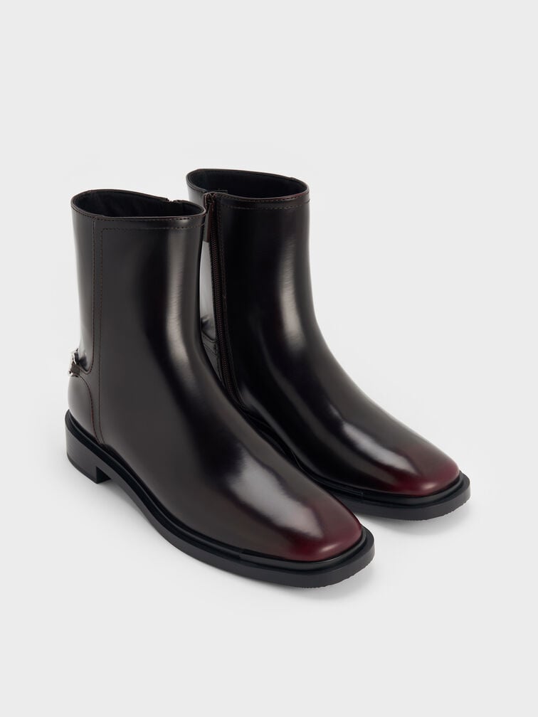 Erinna Metallic-Accent Side-Zip Ankle Boots, Burgundy, hi-res
