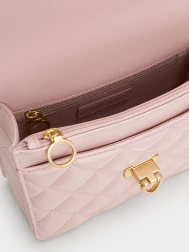 Gift Set: Cressida Quilted Top Handle Bag With Bag Charms, Cotton Candy Pink, hi-res
