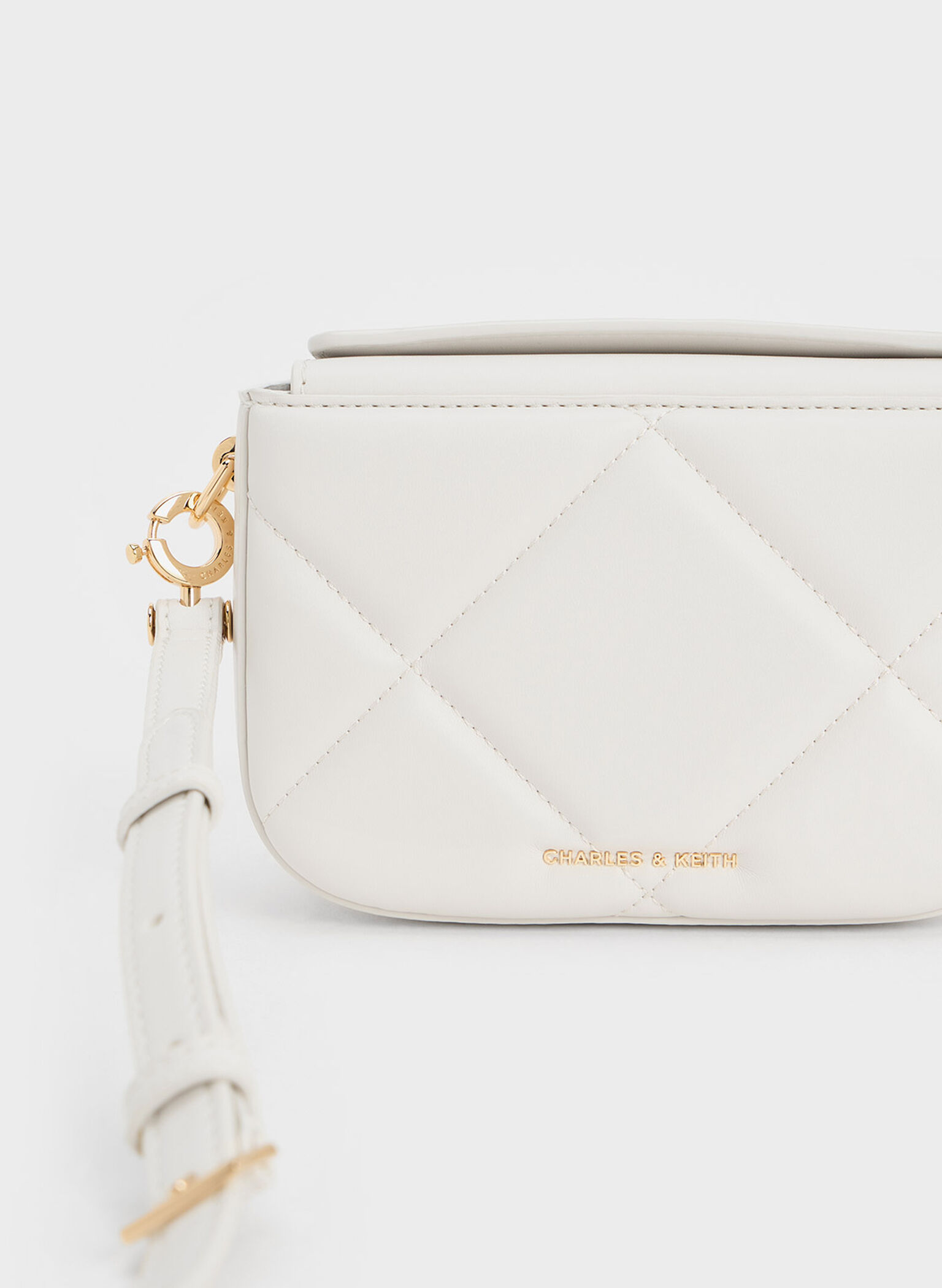 Mini Danika Chunky Chain Padded Bag, White, hi-res