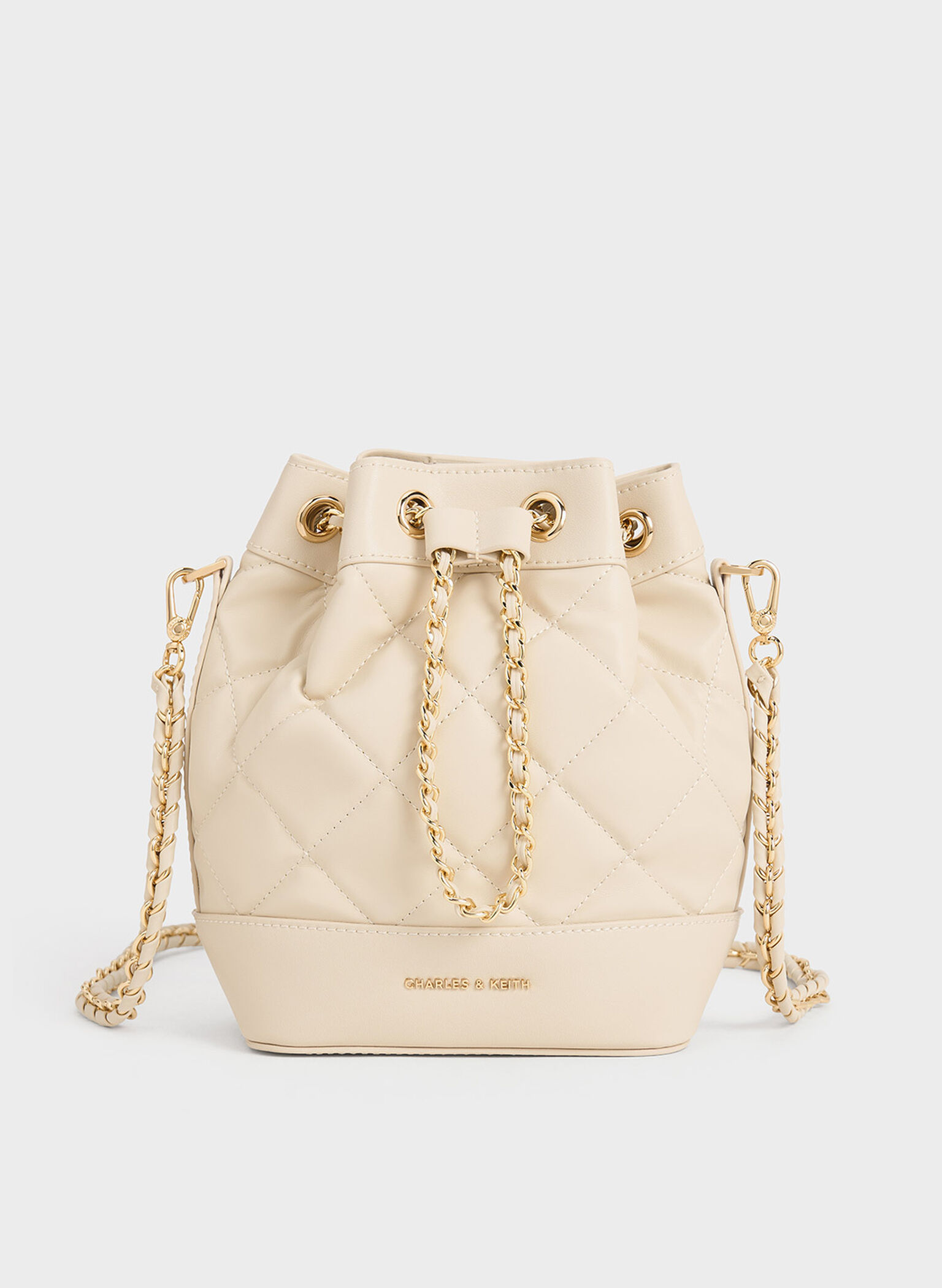 Julia Quilted Two-Way Bucket Bag, Beige, hi-res
