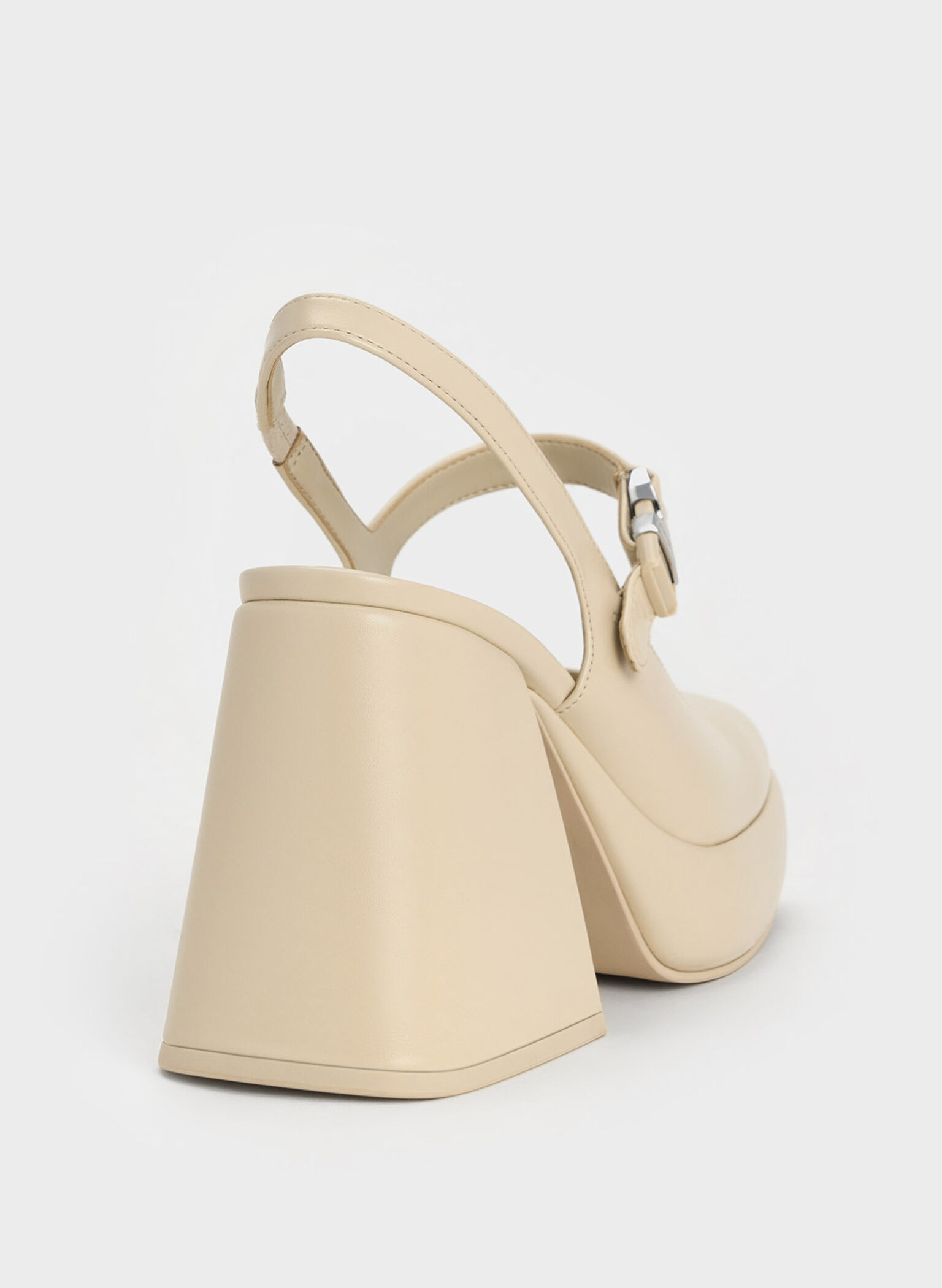 Laine Metallic-Buckle Platform Mary Janes, Beige, hi-res