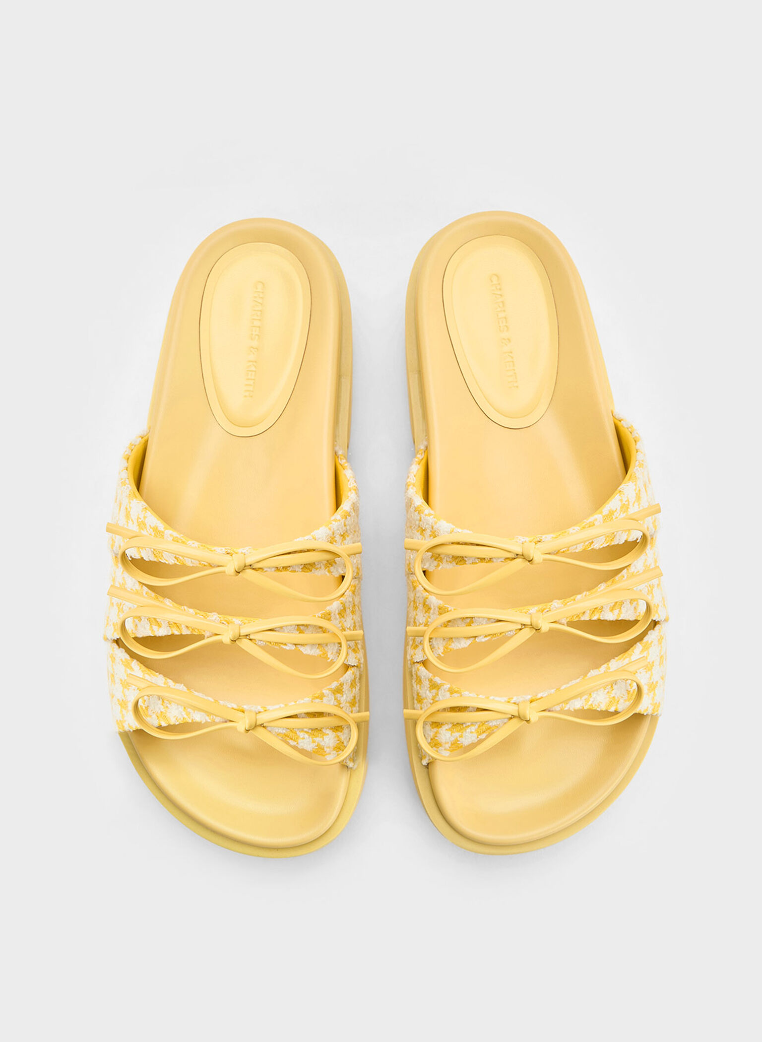 Dorri Houndstooth Triple-Bow Platform Sandals, Yellow, hi-res