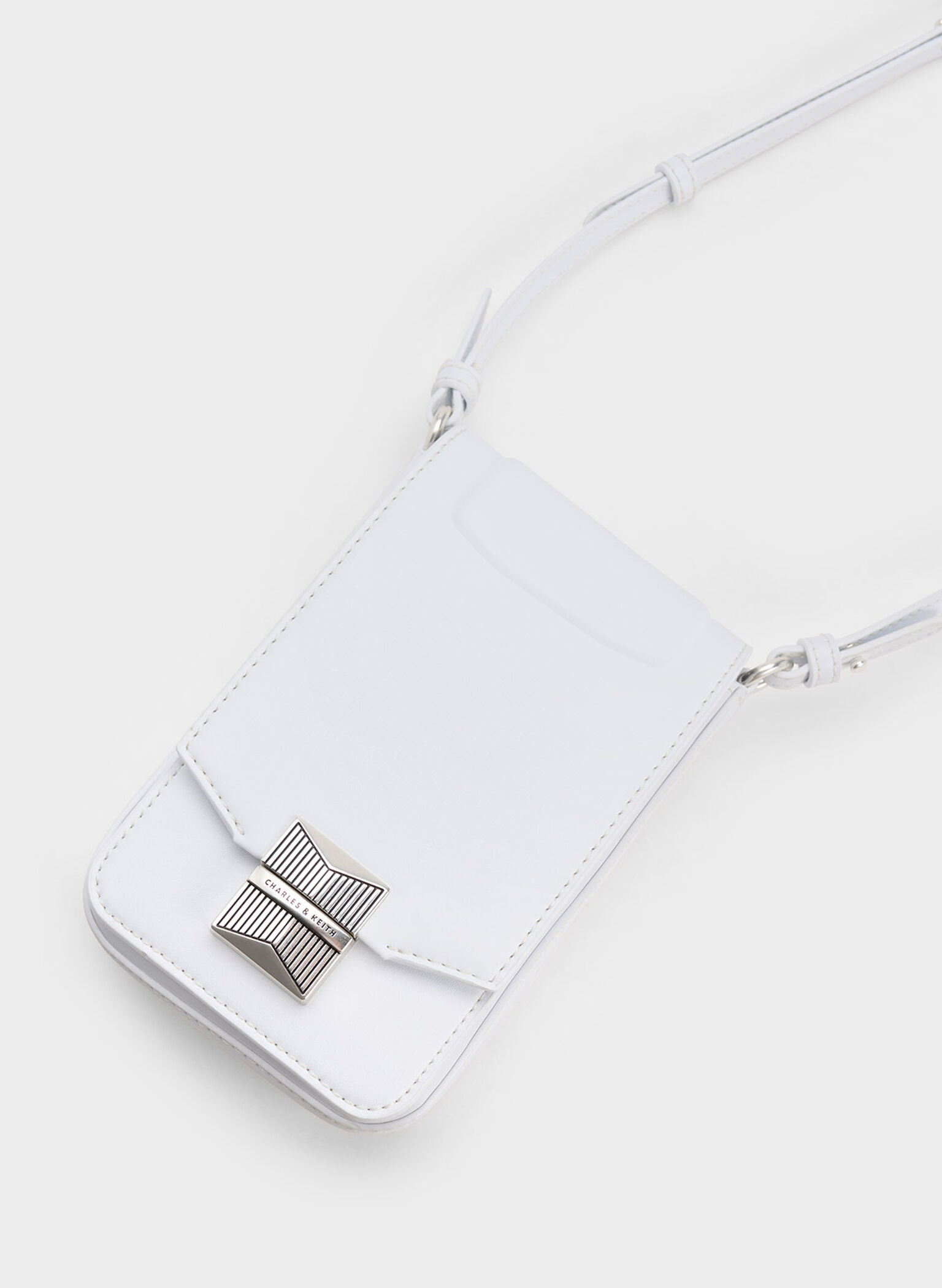 Kalinda Metallic Accent Phone Pouch, White, hi-res